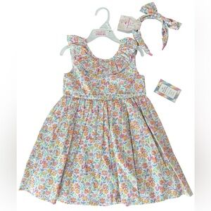 🌸 2 Pc Tommy Bahama Girls Floral Dress+Matching Headband Summer Outfit Sz 3T NWT